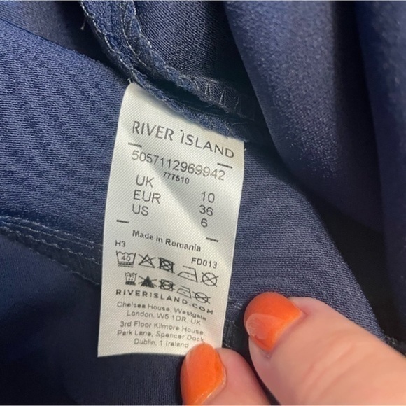 River Island Nordstrom Crepe Flare Leg Pants Trousers Navy Blue 6 NWT - Picture 9 of 10